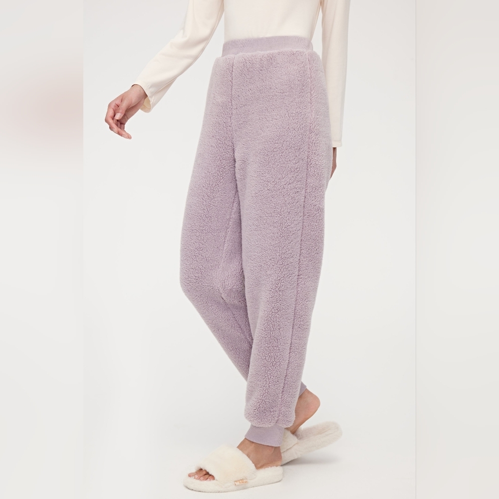 NEIWAI Sherpa Fleece Pajama Pants in Cloud Gray size S